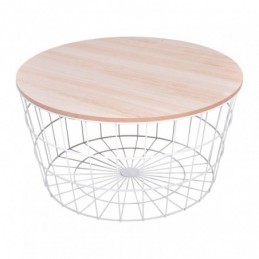 MESA MADERA/ACERO Ø 68X34,5 CM