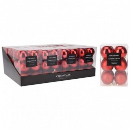 SET 12 BOLAS NAVIDAD ROJO 6CM