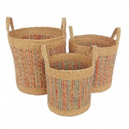 Set 3 cestas fibra natural...