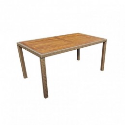 Mesa acero/ratán 150 cm