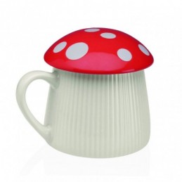 TAZA CON TAPA SETA ROJA