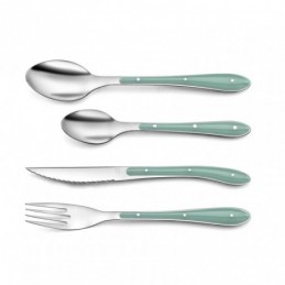 CUBIERTOS INOX.+PP VERDE 24...